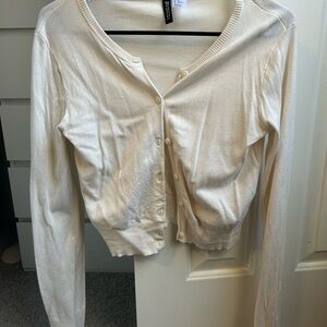 H&M Off-White Button-Up Cardigan